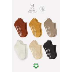 Mey İthalat®   6'Lı Sneakers Kaymaz Penye Çorap 20102 Toprak