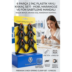 Mey İthalat® 6 Parça 2 İnç Plastik Yaylı Kıskaç Seti - Hobi, Marangoz ve Fon Sabitleme Mandalı  723186
