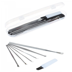 Mey İthalat®  6 Parça Paslanmaz Çelik Kulak Balmumu Toplayıcı Çıkarıcı Temizleyici Bakımı Çubuk Seti