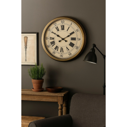 Mey İthalat® 60 Cm Eskitme Metal Eskitme Kadran Duvar Saati