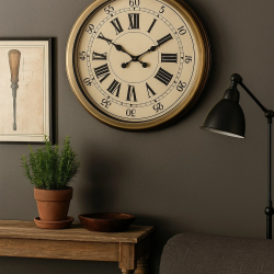 Mey İthalat® 60 Cm Eskitme Metal Eskitme Kadran Duvar Saati