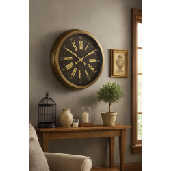 Mey İthalat® 60 cm Eskitme Metal Roma Rakamlı Duvar Saati