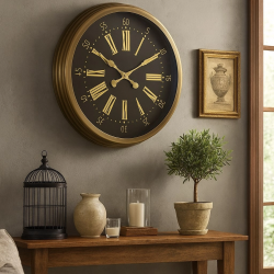 Mey İthalat® 60 cm Eskitme Metal Roma Rakamlı Duvar Saati