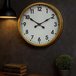 Mey İthalat® 60 Cm Gold Metal Dekoratif Duvar Saati