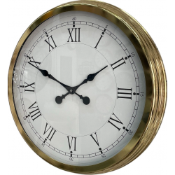 Mey İthalat® 60 cm Gold Metal Dekoratif Roma Rakamlı Duvar Saati