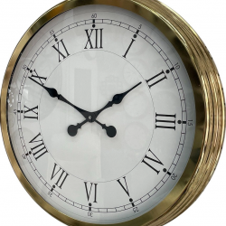 Mey İthalat® 60 cm Gold Metal Dekoratif Roma Rakamlı Duvar Saati