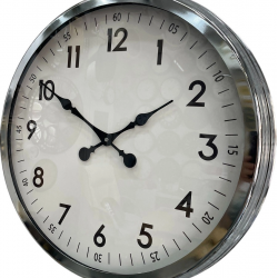 Mey İthalat® 60 cm Krom Metal Dekoratif Duvar Saati