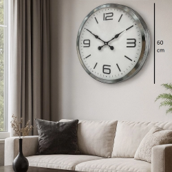 Mey İthalat® 60 cm Krom Metal Dizayn Duvar Saati