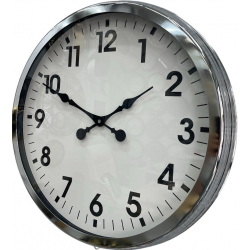 Mey İthalat® 60 cm Krom Metal Duvar Saati