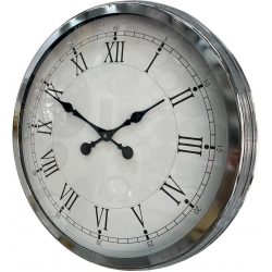 Mey İthalat® 60 cm Krom Metal Roma Rakamlı Duvar Saati