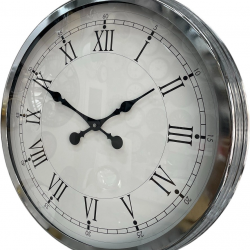 Mey İthalat® 60 cm Krom Metal Roma Rakamlı Duvar Saati