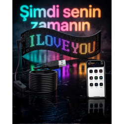 Mey İthalat® 60 cm LED Matrix Panel 16x96 Piksel Bluetooth Kontrollü RGB Kayan Yazı Ekranı