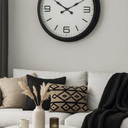 Mey İthalat® 60 cm Siyah Metal Dizayn Duvar Saati