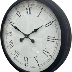 Mey İthalat® 60 cm Siyah Metal Roma Rakamlı Duvar Saati