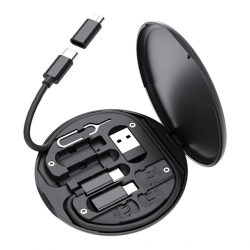 Mey İthalat®  60w Destekli Kablo Kutusu Seyahat Kablo Seti 5'i 1 arada USB Type-C Şarj Kablosu Seti