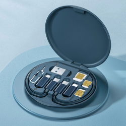 Mey İthalat®  60w Destekli Kablo Kutusu Seyahat Kablo Seti 5'i 1 arada USB Type-C Şarj Kablosu Seti