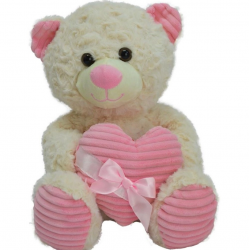 Mey İthalat® 62915 35 CM KALBİ KURDELELİ PELUŞ AYI -HLY