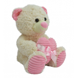 Mey İthalat® 62915 35 CM KALBİ KURDELELİ PELUŞ AYI -HLY