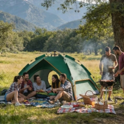 Mey İthalat®  6 Kişilik Otomatik Kamp Çadırı – Çift Katmanlı, Suya Dayanıklı, Hızlı Kurulum Outdoor Aile ve Doğa Çadırı 200x250x150 cm