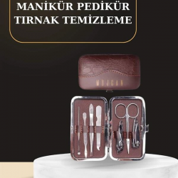Mey İthalat® 7 Parça Manikür Pedikür Seti El Ayak Bakımı Çantalı Paslanmaz Çelik