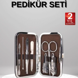 Mey İthalat® 7 Parça Manikür Pedikür Seti El Ayak Bakımı Çantalı Paslanmaz Çelik