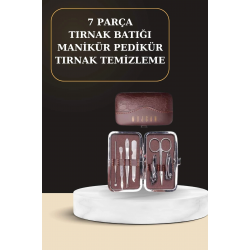 Mey İthalat® 7 Parça Manikür Pedikür Seti El Ayak Bakımı Çantalı Paslanmaz Çelik