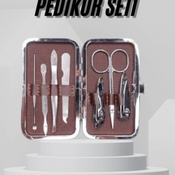 Mey İthalat® 7 Parça Paslanmaz Çelik Manikür ve Pedikür Seti Çantalı Profesyonel