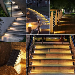 Mey İthalat®  8 Adet Üçgen  Güneş Enerjisi ile Şarj Olan Dış Mekan Solar Basamak Köşe ası