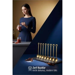 Mey İthalat® 8'li Lüks Gold Zamak Ölçü ve Baharat Kaşığı Seti - Özel Tasarım 722902