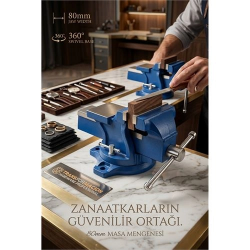 Mey İthalat® 80 mm 360° Döner Tabanlı Profesyonel Çelik Masa Mengenesi 722968