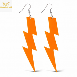 Mey İthalat® 80’ler 90'lar Retro Neon Turuncu Şimşek Küpe 10 cm