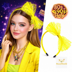 Mey İthalat® 80’ler 90’lar Neon Sarı Dantel Taç Fiyonklu