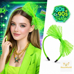 Mey İthalat® 80’ler 90’lar Neon Yeşil Dantel Taç Fiyonklu