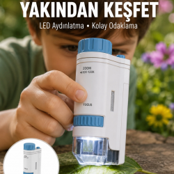 Mey İthalat® ABS Gövdeli Öğrenci ve Hobi Mikroskobu – Mavi Renk Yeni Nesil
