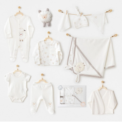 Mey İthalat®   AC25561 Newborn Set Tinny Ships 10'Lu Hastane Çıkışı Ekru