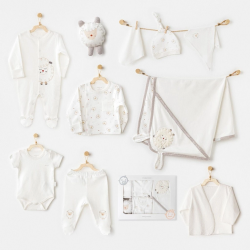Mey İthalat®   AC25561 Newborn Set Tinny Ships 10'Lu Hastane Çıkışı Ekru