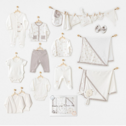 Mey İthalat®   AC25562 Newborn Set Tinny Ships 20'Li Hastane Çıkışı Ekru