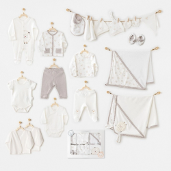 Mey İthalat®   AC25562 Newborn Set Tinny Ships 20'Li Hastane Çıkışı Ekru