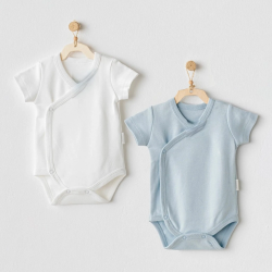 Mey İthalat®   AC25643 2'Li Zıbın Body Ekru Mavi