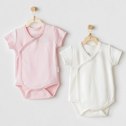 Mey İthalat®   AC25643 2'Li Zıbın Body Ekru Pembe