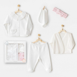 Mey İthalat®   AC25650 Cuddly Bunny Bear 5'Li Hastane Çıkışı Ecru Pink