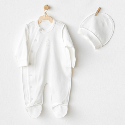 Mey İthalat®   AC25732 Organik Premature Line Tulum Takım Ekru