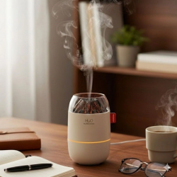 Mey İthalat®  Ahşap Odun Ateşi Tasarımlı 280 Ml Ultrasonik Hava Nemlendirici & Aroma Difüzör – Soğuk Buhar Makinesi, Led Işıklı, Ortam Nemlendirici