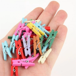 Mey İthalat® Ahşap Renkli Mini Mandal 100 Adet