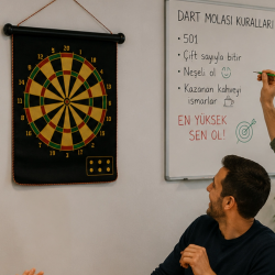 Mey İthalat® Aile ve Arkadaş Oyunları İçin Manyetik Dart Tahtası 6 Ok Dahil