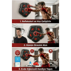 Mey İthalat® Akıllı Duvar Boks Hedefi: Bluetooth Müzikli, Işıklı Refleks ve Stres Atma