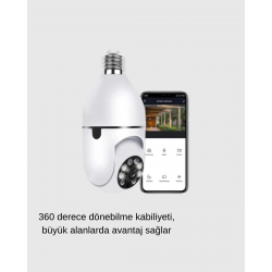 Mey İthalat® Akıllı Duylu 360° Güvenlik Kamerası – PTZ Özellikli, Uzaktan Kontrollü Akıllı Kamera