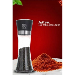 Mey İthalat® Alastair Serisi Cam Manuel Gurme Karabiber ve Tuz Öğütücü 18 cm Paslanmaz Çelik Materyal 722918