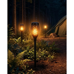 Mey İthalat® Alev Efektli Solar Bahçe Lambası Su Geçirmez Sensörlü LED Dış Mekan Aydınlatma
