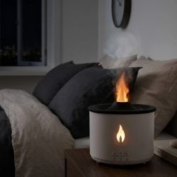 Mey İthalat® Alev ve Volkan Efektli Ultrasonik Aroma Difüzörü LED Gece Lambalı Hava Nemlendirici
